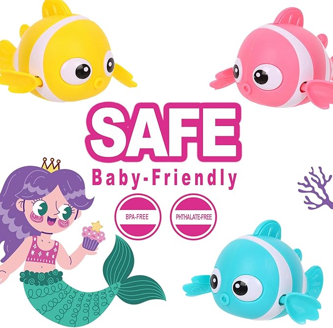 Baby Bath Toys for Kids - 20 PCS Little Mermaid Dolls, Wind Up Swimming Fish, Balls, Scoop and Storage Bag. Mold-Free Toddler Water Toys for Bathtub and Pool Diving, Gift for Girls Ages 1-3, 4-8