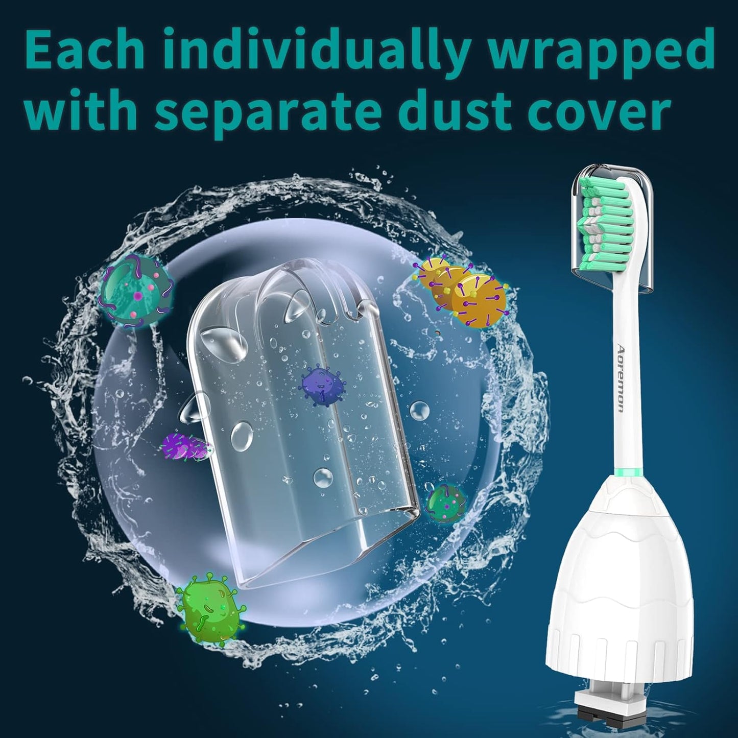 Aoremon Replacement Heads Compatible with Sonicare E-Series, Toothbrush Heads Come with Caps Fit for Sonicare Essence Xtreme Elite Advance and CleanCare Screw-on Toothbrush Handles, 5 Pack