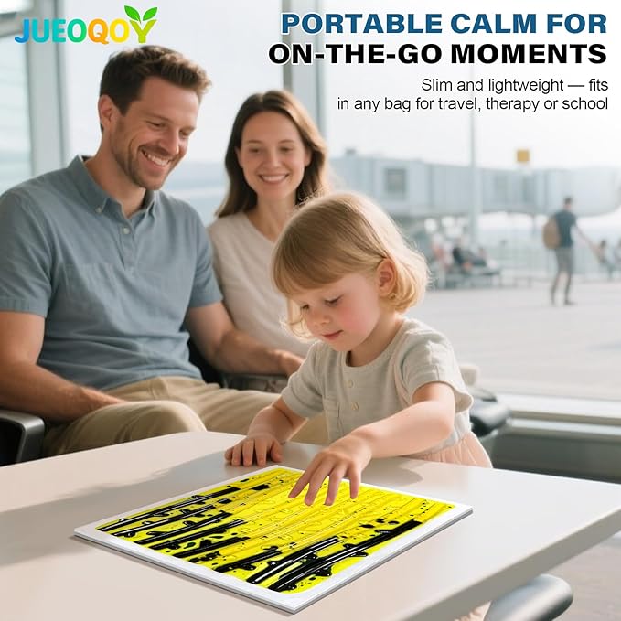 Liquid Sensory Floor Tile for Kids Ages 3+, 12" Textured Step-On Tile with Non-Slip Base, Interactive Color-Flow, Yellow-Black, for Calm Corners (1-Pack)