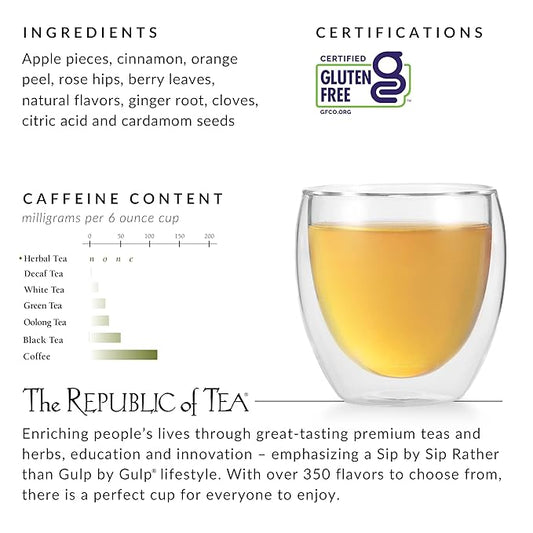 The Republic of Tea - Hot Apple Cider Tea, 36 Tea Bags, Tin | Harvest Herbal Blend | Caffeine-free