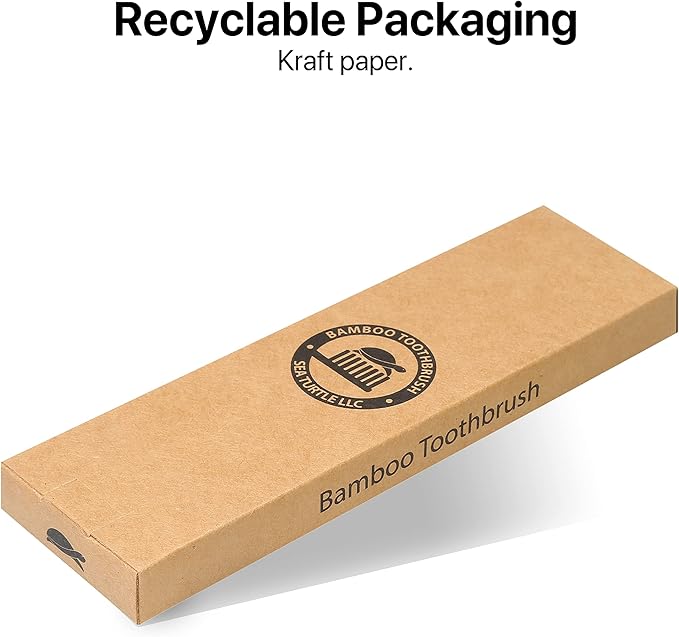 Sea Turtle Bundle Toothbrush and Swabs, Plant-Based Bristles Bamboo Toothbrushes (4 Pack) and Bamboo Cotton Swabs (500 Count)