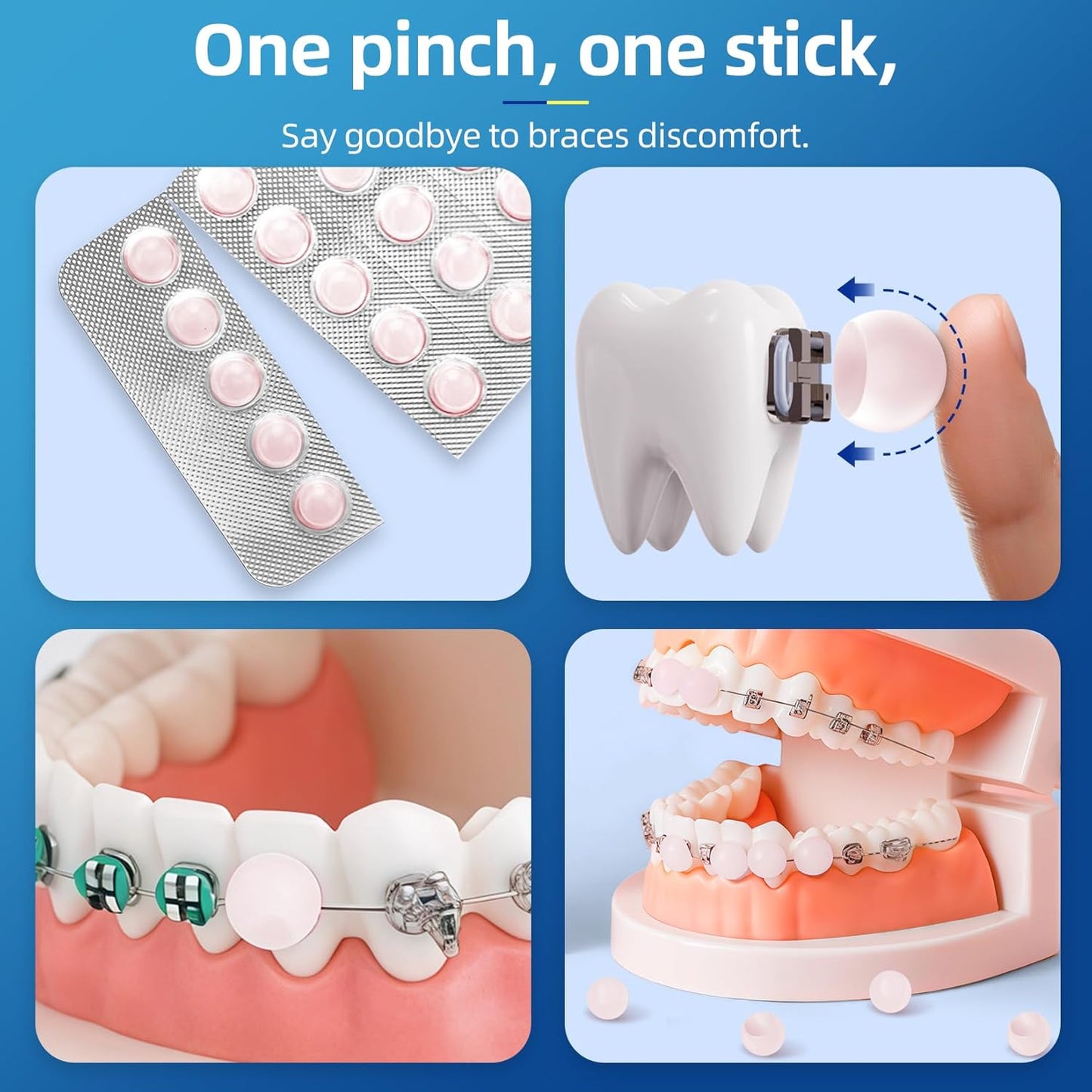 Bopika Orthodontic Wax for Braces Wax Dots 120 Individually Wrapped, Strawberry Flavored Dental Wax for Comfort & Protection