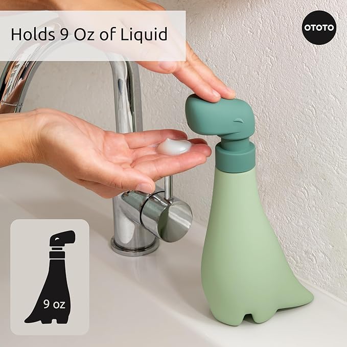 OTOTO New Soapasaurous Dino Hand Soap Dispenser - Cute Bathroom Accessories, Liquid Dish Soap Dispenser, Dinosaur, Cute Kitchen Accessories, Gifts for Kids