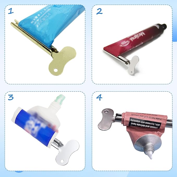 6 Pcs Toothpaste Squeezer, Metal Tube Squeezers, Stainless Steel Toothpaste Keys Roller Tube, Manual Dispenser Roller Tube Wringer for Toothpaste Paint,Cream, Cosmetic and Hair Dye(Silver)
