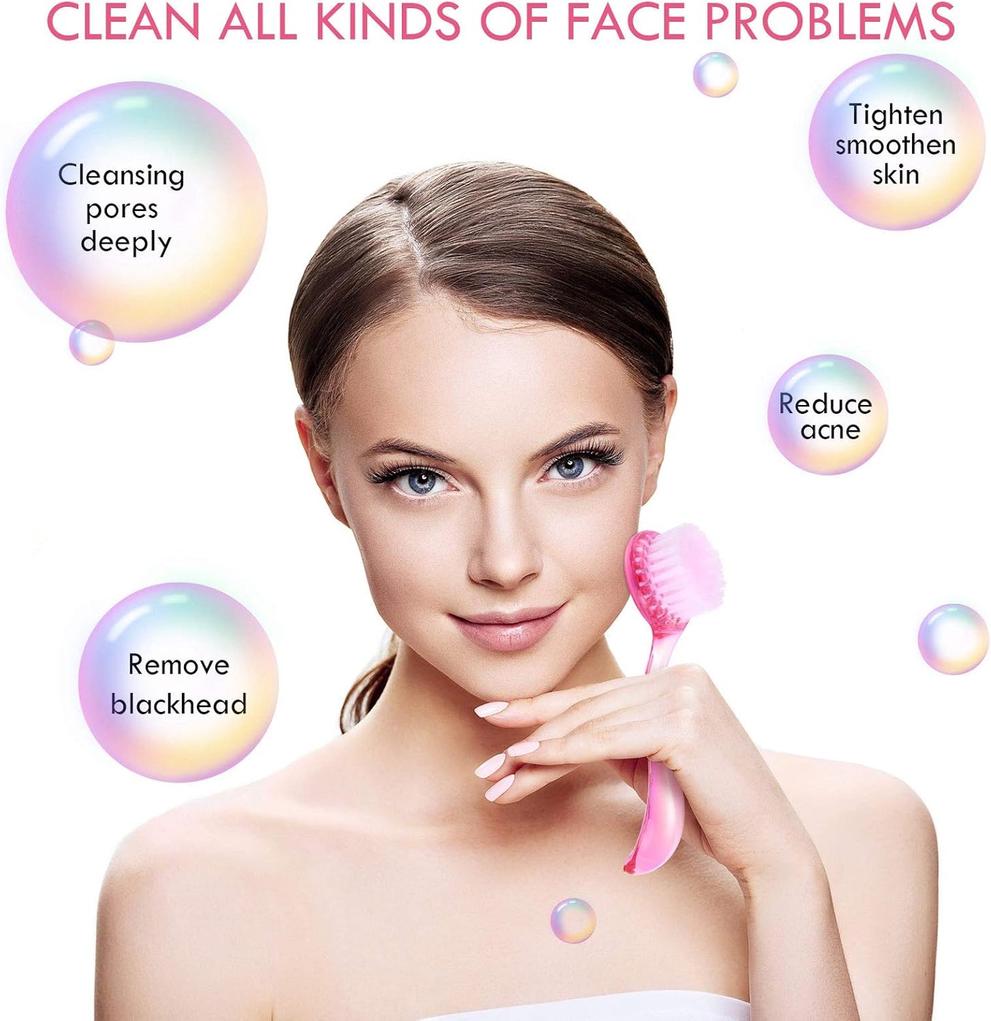 3 Pieces Facial Cleansing Brush Acrylic Handle Face Scrubbers Soft Bristle Exfoliator Cleaner Brush Scrub Exfoliating Facial Scrubber for Face Care Makeup Skincare Removal(Pink)