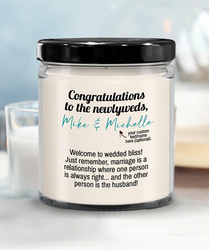 Wedding Congratulations Candle Gifts for Couples, Funny Gift for Men Women, Engagement Gift for Newlyweds, Gift for Husband Wife, Soy Scented Decorative Candle for New Bride to Be, Style 7