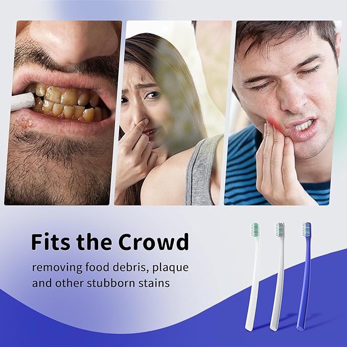 Soft MenToothbrushes with Dual Action Flossing Sprar Bristles Adult Manual Toothbrushes with Toothbrush Head Coves Helps in Teeth Whitening Remove Tea Coffee Stains (6 Count)