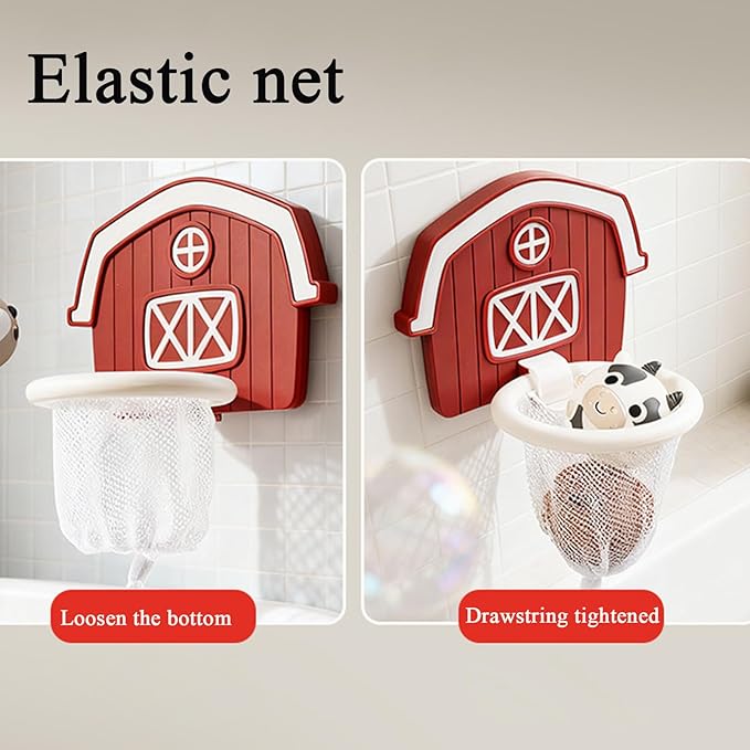 Kids Shower Bath Toy - Interactive Fun Pool Game with 6 Animal Balls, Bathtub Basketball Hoop with Suction Cups, Play & Learning Function for Traveling, Pool, Beach, Bathroom, Home