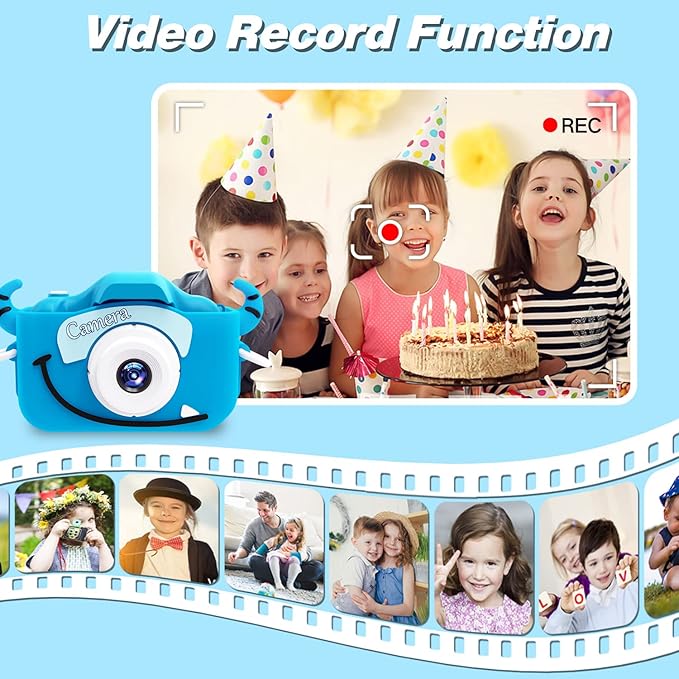 Goopow Kids Camera Toys for 3-8 Year Old Girls Boys,Children Digital Video Camcorder Camera with Cartoon Soft Cover, Best Chritmas Birthday Festival Gift for Kids - 32G SD Card Included