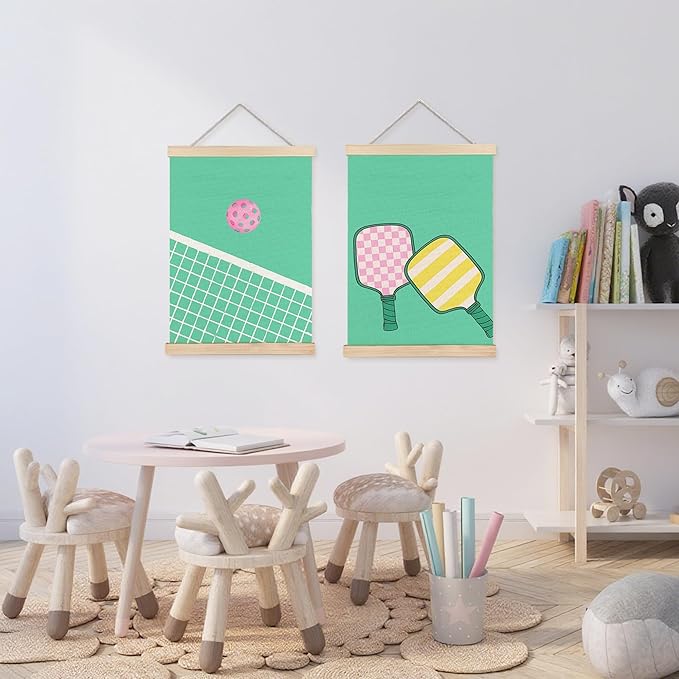 FDHSPAAM Pickleball Wall Art Decor, Gifts for Pickleball Lovers Players, Green Pickle Ball Wall Art Posters for Boys Bedroom Gym Sports Room Man Cave, 12x16 Inch Set of 2