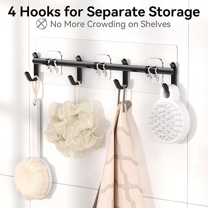 YASONIC Shower Caddy, 100% Rustproof Shower Shelves for Inside Shower, No Drilling Bathroom Organizers and Storage, 6 Pack Large Capacity Bathroom Shelves for Kitchen & Home Decor