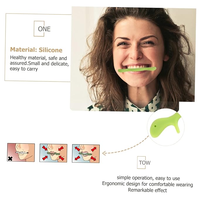 minkissy 2pcs Smile Practice Tool Silicone Speech for Stuttering Facial Muscle Trainer Wrinkle Mouth Tightener Compact Portable Design for