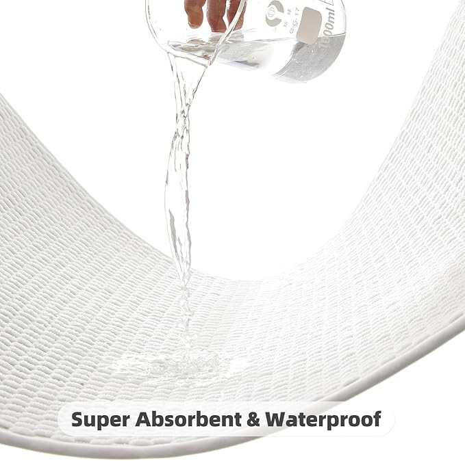 Large Bathroom Rugs Non Slip Washable Bath Rugs Super Absorbent Bathroom Rug Thin Quick Dry Low Pile Bath Mats, White 36"x60"