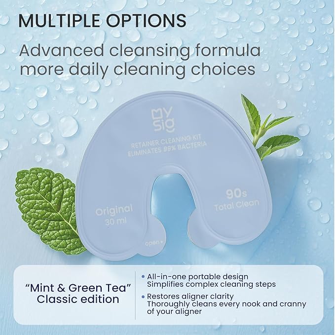 Denture Cleaner, Retainer Cleanser, Clear Retainer Cleaner, Portable Retainer Cleaning Kit for Travel School Office, 90-Second Quick Clean Denture Cleaners, Minty Fresh & Clean, 30ml (12PCS)