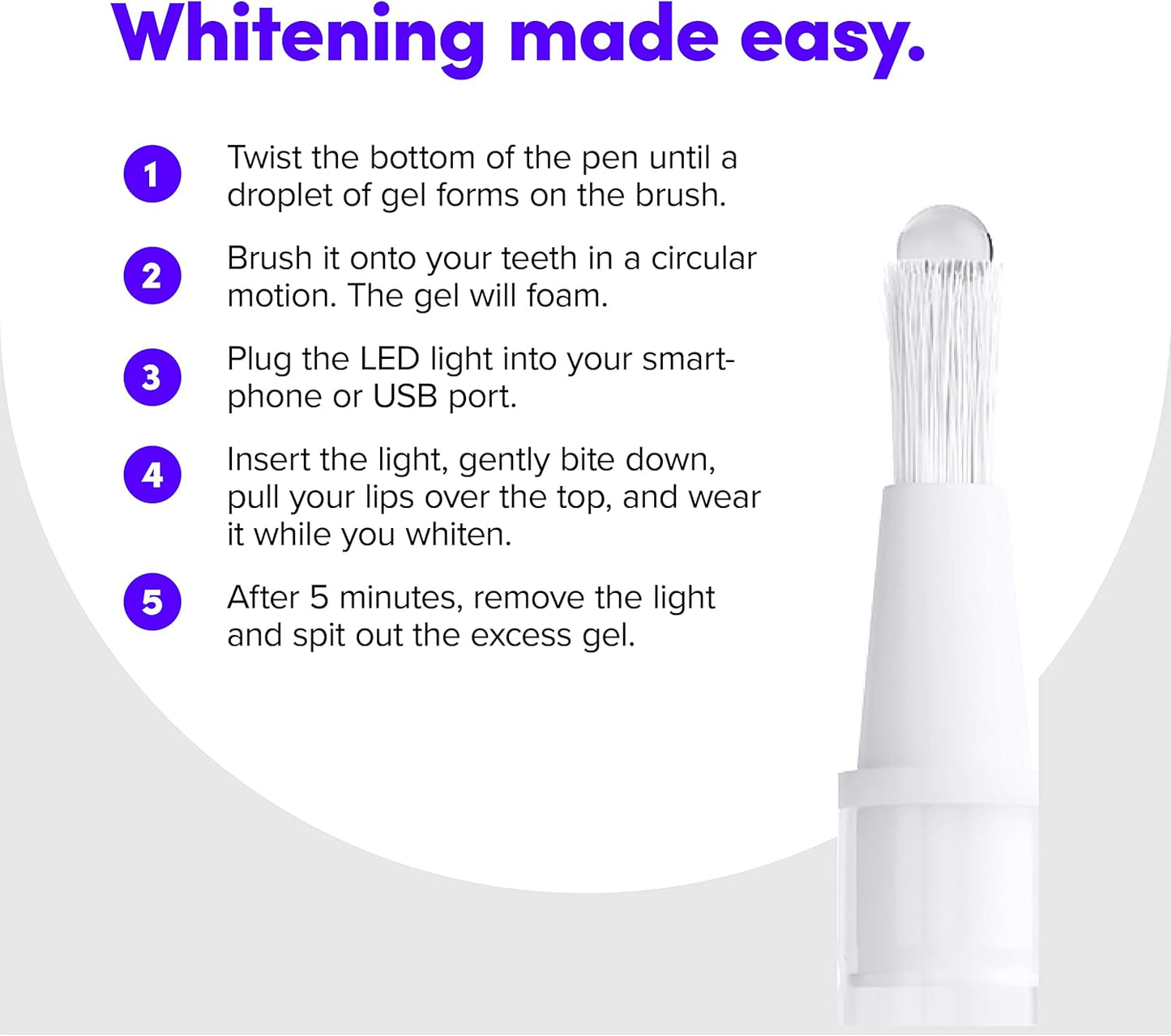 SmileDirectClub Teeth Whitening Kit with LED Light - 4 Pack Gel Pens - Professional Strength Hydrogen Peroxide