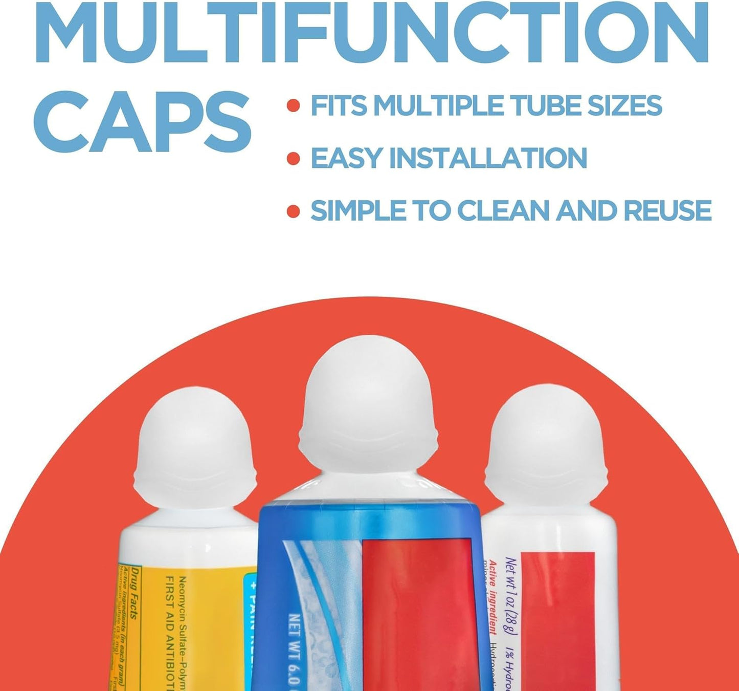 Chrome Cherry SqueezMe Self-Closing Toothpaste Caps, Silicone Lid for Kids & Adults, No Mess Toothpaste Dispenser, Self-Standing Easy Squeezer Cap, Bathroom Accessory, Clear, Pack of 3