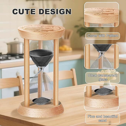 SuLiao Wooden Sand Timer 30 Minute Hourglass, Wood Black Sand Clock, Small Watch 30 Min Timer, Hour Glass Sandglass for Home, Reloj De Arena, Office, Decorative, Game, Classroom