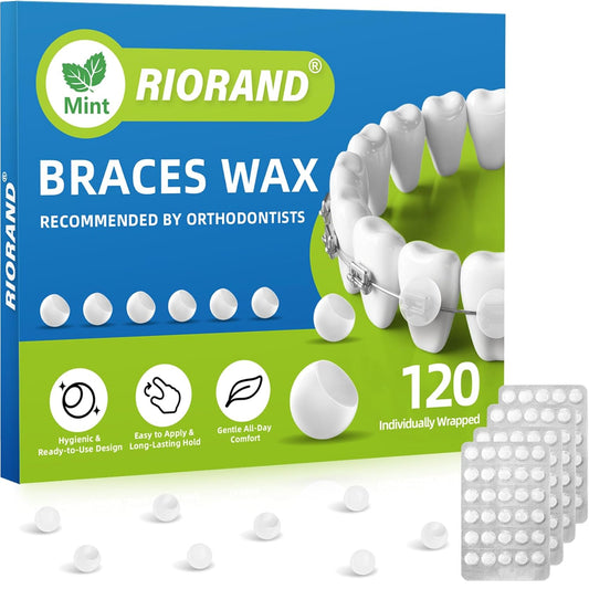 RioRand Orthodontic Wax for Braces Wax 120 Individual Hygienic Packaging Clear dental Wax Dots Portable and Easy to Tear Mint