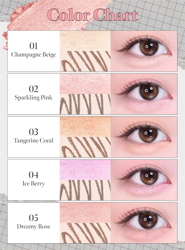 Idol AEGYO-SAL Maker 02 Sparkling Pink, 2-in-1 Under-Eye Highlighter and Contour Liner for Bright, Voluminous Eyes, Long-Lasting, Smudge-Proof Shimmer Stick with Natural Glow, Korean Beauty