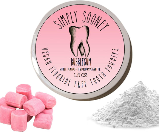 Simply Sooney Remineralizing Vegan Mineral Toothpaste Powder I Bubblegum Nano-hydroxyapatite Formula for Kids and Adults I Natural Whitening I Stronger Teeth 1.5oz (1.5 oz jar)
