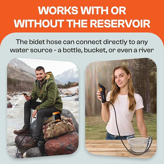 Portable Bidet for Travel – Electric High Pressure Rechargeable Bidet for Women & Men | 2.5L Bottle | 1300ML/Min Flow | USB-C | 1600mAh Battery | USA Brand – Spray Mate Jumbo