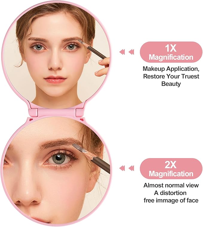 Mini Compact Mirror for Travel - 3.5" Portable, 2-Sided, Lightweight & Shatterproof, Folding Hand Held Mirror, Unique Gift for Women