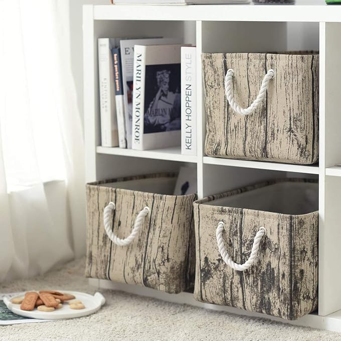 TcaFmac Fabric Storage Basket, Decorative Canvas Storage Bins Baskets for Gifts Empty Tree Stump