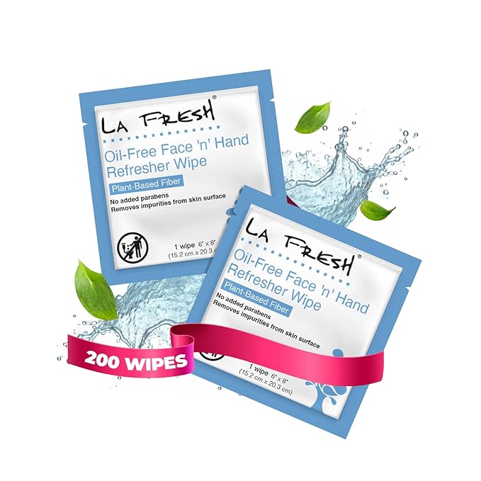 La Fresh Oil-Free Face ‘N’ Hand Refresher Wipes, Made With Natural Japanese Yuzu Scent, Pack of 200 Individually Wrapped Cleansing Wipes, Travel Essentials