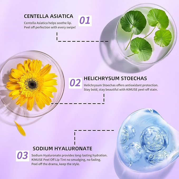 KIMUSE 5 Colors Lip Stain Masque - Long-Lasting Waterproof Lip Tint, Smudge-Proof Matte Lip Stains for All-Day Wear, Transfer-Resistant Lip Makeup