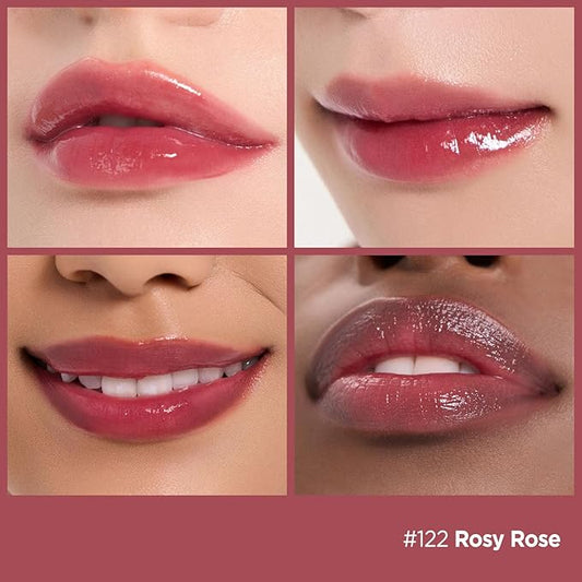 Laka Fruity Glam Tint, 4.5g/0.15oz, Glowing Lip Stain with Wide Color Spectrum, Hydrating & Lightweight Texture, Long-Lasting Bold Stain, Non-Sticky, Vegan, K-Beauty (#122 Rosyrose)