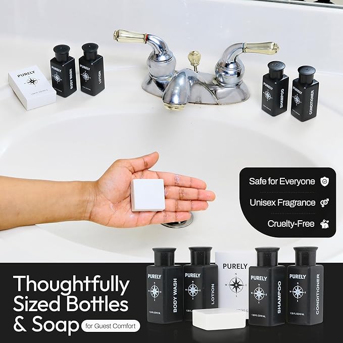 150‑Piece Bulk Travel Toiletries Set | Hotel & Airbnb Essentials | 1.3 oz Wheat‑Straw Bottles | Guest Bathroom Supplies + Homeless Outreach Kit