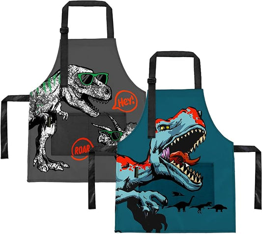 BeeGreen Kids Cooking Aprons w Adjustable Strap Kitchen Aprons w Front Pocket for Kids Toddler Painting Baking Artist