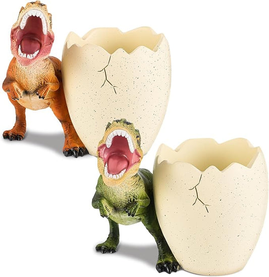Eaasty 2 Pcs Dinosaur Kids Toothbrush Holders Toothbrush Organizer Funny Dino Resin Cup for Bathroom Easy to Clean Pen Holder Gift Birthday Children's Day Christmas
