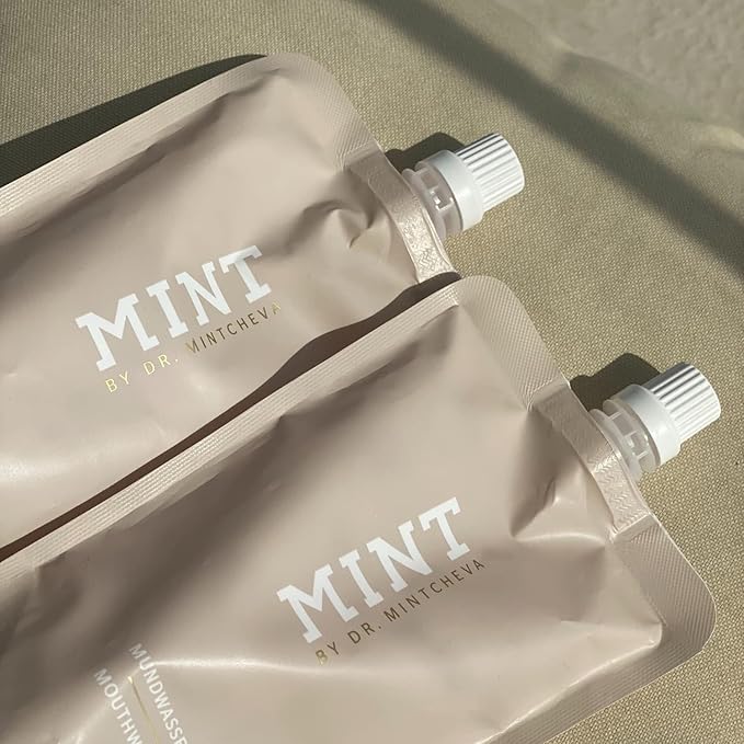 Mint Mouthwash Refill (6.76 fl oz) – Whitening & Gum Care with Hydrogen Peroxide 0,1% – Alcohol-Free – Melon Flavor – Enriched with Vitamin B12, Peppermint Oil & Cucumber Extract – Vegan