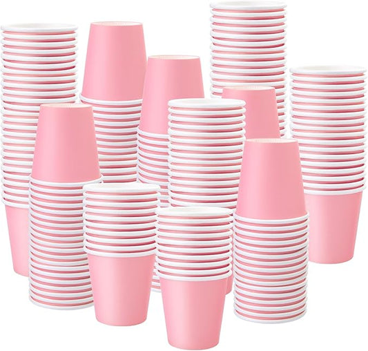 150 Pack 3oz Pink Paper Cups,Mouthwash Cups, Disposable Bathroom Cups,Small Paper Cups 3oz Ideal for Bathroom,Supermarket,Birthday Party,Picnic and BBQ