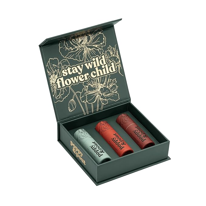 Jumbo Lip Balm Gift Set (3-Pack, Minty Flavors) | Poppy & Pout All Natural Lip Balms & Moisturizers | Hydrates with Beeswax, Vitamin E, Organic Coconut Oil | Cruelty-Free | Recyclable Cardboard Tube