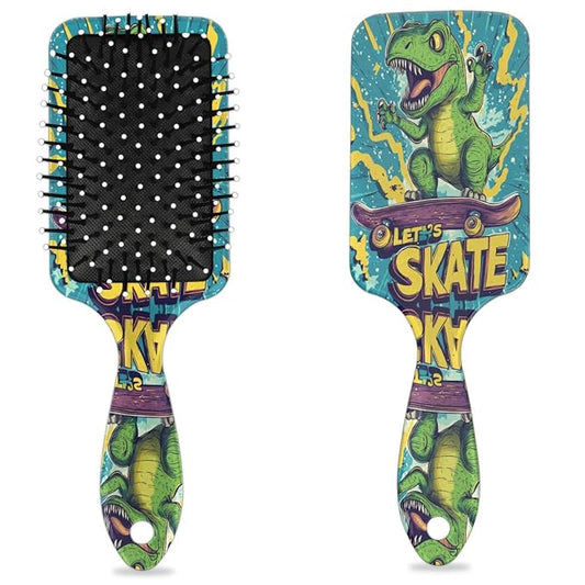 Kids Hair Brush for Boys Girls Toddler - Dinosaur Detangler Hairbrush for Wet Dry Thin Long Curly Hair Pain-Free Comb Glide Through Tangles with Ease and Massage Scalp