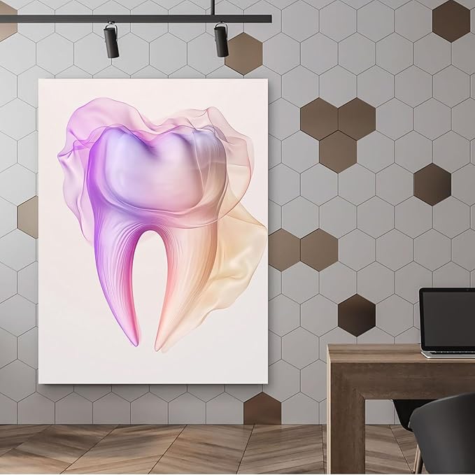SchindlerBang Dentist Tools Medical Art,Contemporary Tooth Canvas Print,Stylish Clinic Decor,Professional Office Aesthetic,12x16inch Framed Painting Ready to Hang