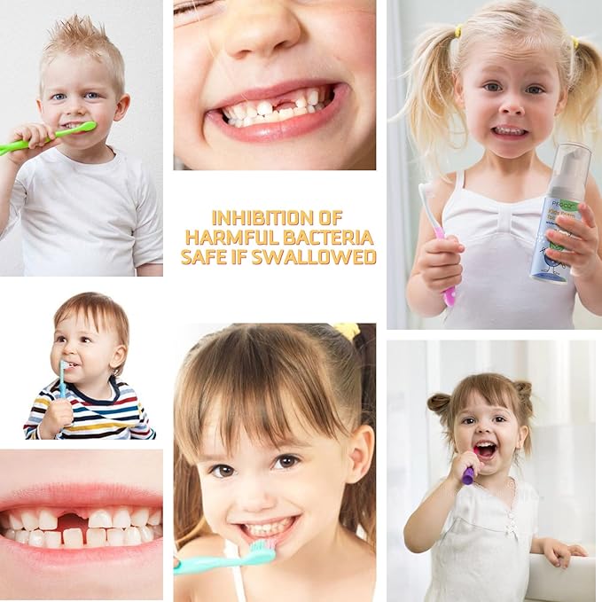 Foam Toothpaste Kids, Kids Foam Toothpaste, Toddler Toothpaste with Low Fluoride for U Shaped Toothbrush, Children Oral Cleaning for Ages 3 Plus (3PCS, Watermelon+Strawberry+Blueberry)
