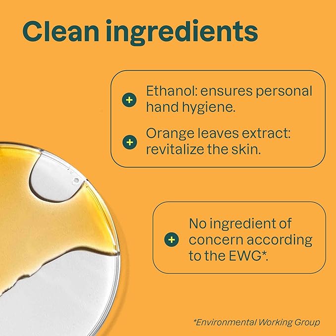 ATTITUDE Hand Sanitizer Spray, EWG Verified, Kills Germs & Bacteria, Vegan & Plant-Based, Safe for Adults & Kids, Orange Blossom & Eucalyptus Scent, 3.38 Fl Oz (Pack of 6) (Spray Bottle)