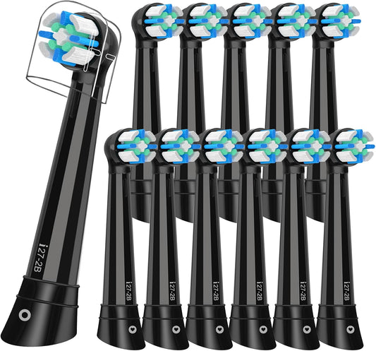 12pcs Replacement Heads Compatible with Oral B iO 3 4 5 6 7 8 9 10 Series Electric Toothbrush,Toothbrush Heads Compatible with Oral B iO Replacement Heads, Medium Bristles for Effective Cleaning,Black