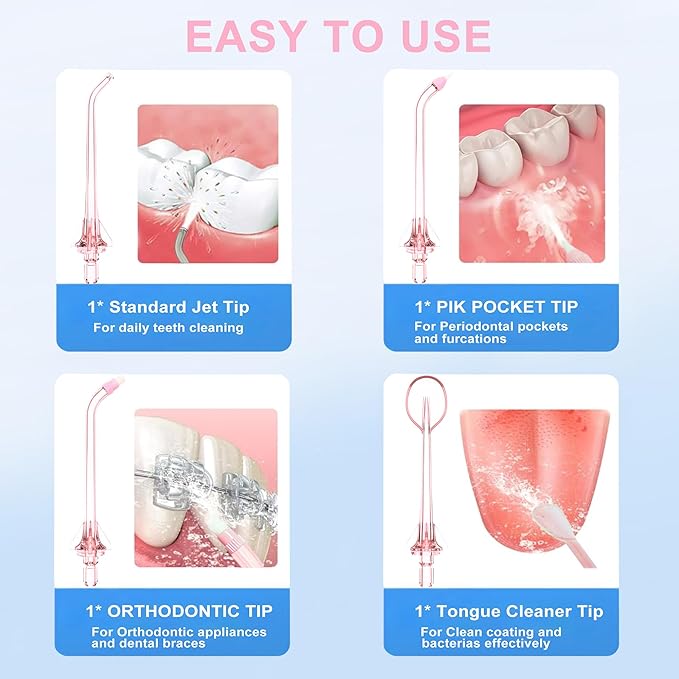 Water Flosser Tip Replacement Heads Oral Irrigator Refill Heads Jet Tips,Only Compatible COSLUS C20 (F5020E), E40 (WFP14), C31 (F5023), C50, and C51 Water Flosser（Pink）