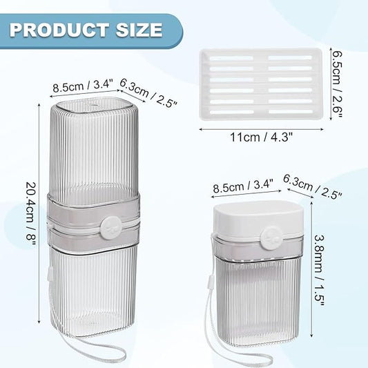 uxcell Travel Toothbrush Case Set, Leakproof Soap Holder with Lid and Portable Travel Toothbrush Holder for Bathroom, Gym, Business Trip, Camping (Light Grey)