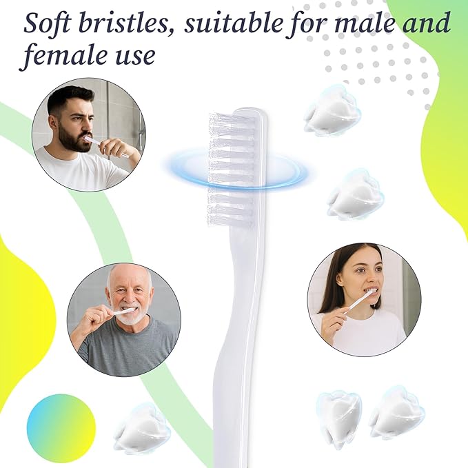200 Pack Disposable Toothbrushes, Individually Wrapped Toothbrushes Soft Bristle Tooth Brush Single Use Toothbrush Bulk White Toothbrush for Adult Home Hotel Guest Camp Travel