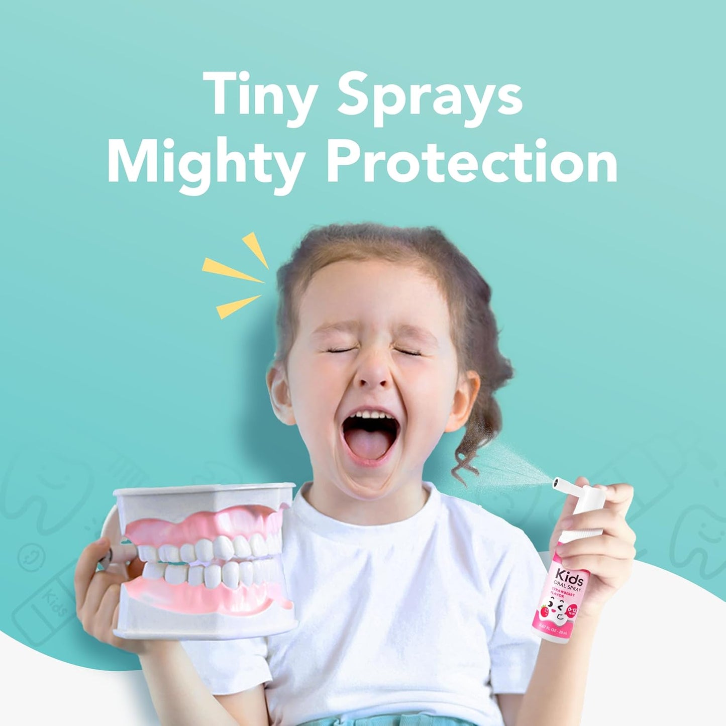 LAB52 Kids Oral Spray, Toddler Toothpaste Helper for Daily Oral Care and Fresh Breath, Children Approved with Fluoride Free for Newborn to Preschoolers, Xylitol (Strawberry & Grape)