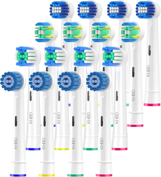 16 Pack Replacement Heads for Oral B Braun- Includes 4 Sensitive Brush, 4 Precision Brush, 4 Deep Cleaning, 4 Floss Cleaning Toothbrush Heads