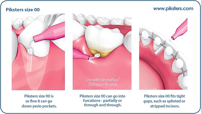 Piksters Interdental Brushes, 40 pk, Size 00, Interdental Tooth Brush for Extremely Tight Gaps, Gum Soft Bristles for Plaque Removal, Safe for Braces