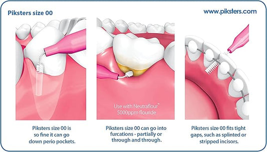 Piksters Interdental Brushes, 40 pk, Size 00, Interdental Tooth Brush for Extremely Tight Gaps, Gum Soft Bristles for Plaque Removal, Safe for Braces