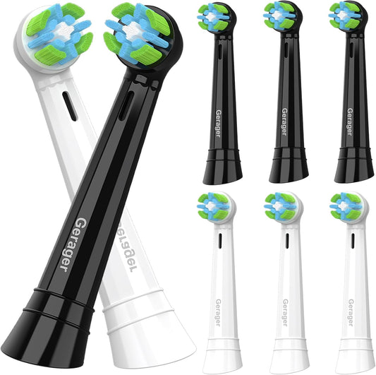8 Pack Toothbrush Replacement Heads Compatible with Oral B iO, Toothbrush Heads Compatible with Oral B iO 3 4 5 6 7 8 9 10 Series Electric Toothbrushes, Black/White