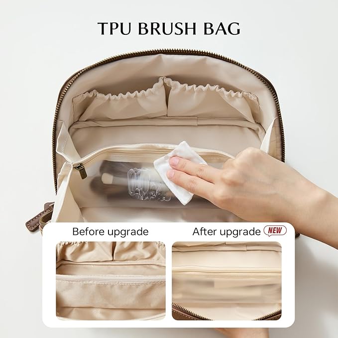 EACHY Travel Makeup Bag,Large Capacity Cosmetic Bags for Women,Waterproof Portable Pouch Open Flat Toiletry Bag Pattern Makeup Bag